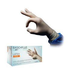 Rękawiczki lateksowe BASIC PLUS pudrowane - 100 szt.